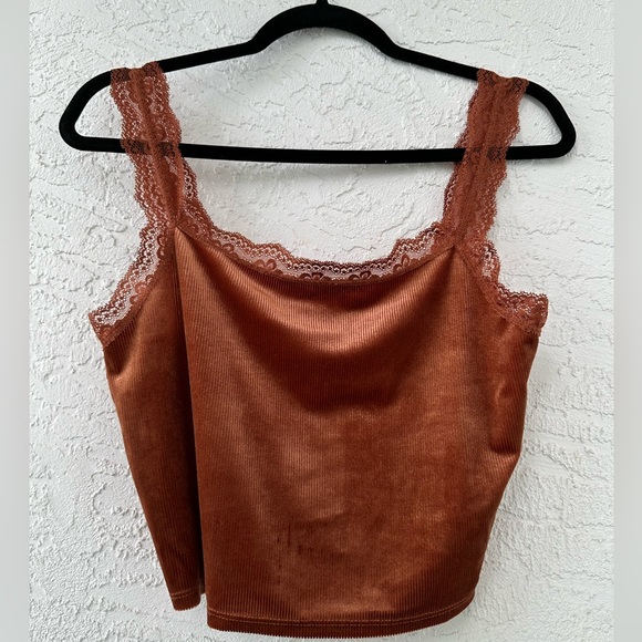 Forever 21 P2P 16” Copper Color Soft Crop Tank Lace Large - Picture 2 of 7